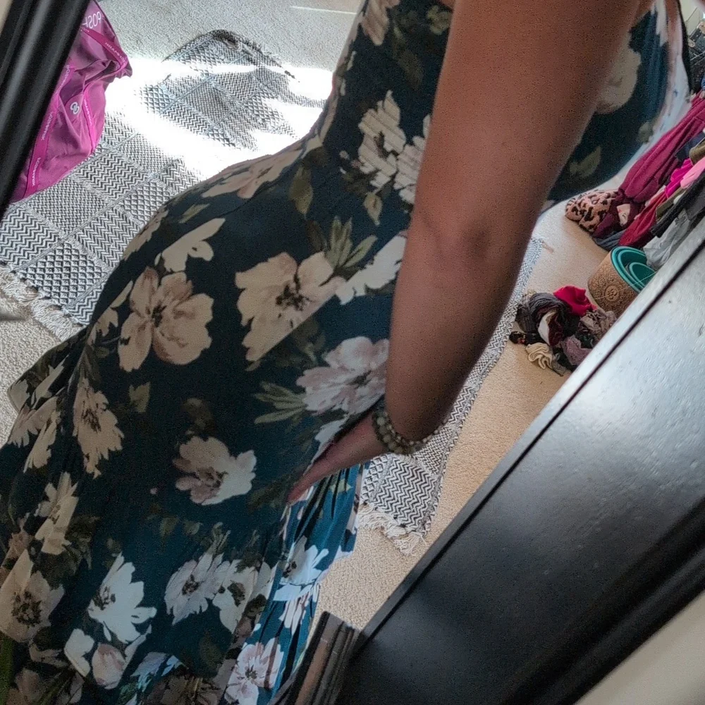 Abercrombie & Fitch Chic Teal Long Floral Maxi Dress